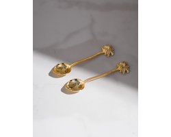 Lepel palmboom goud set (6 stuks) | koffielepel | palmboom lepels | gouden messing | theelepel | koffielepel | set