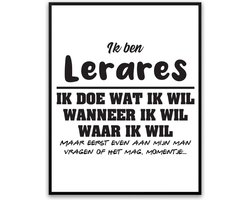 Lerares - Partner toestemming vragen Fotolijst met glas 40 x 50 cm - Cadeau - Man Vrouw - Kado - Grappige foto - Poster voor verjaardag - incl ophangsysteem