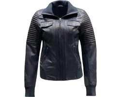 Leren bomber dames jas Roma Blauw - M