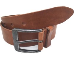 Leren broekriem 4 cm - Leren riem heren/dames - Cognac - Nikkelvrije gesp - Maat 115
