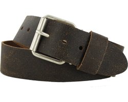 Leren Dames/Heren Riem Vintage Look | 5cm breed | Riemmaat: 95cm (totale lengte: 110cm) | 100% echt leer | Kleur: bruin | Nikkelvrije gesp