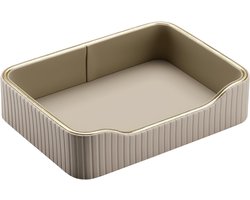 Leren dienblad, parfum-, sieraden- en sleutelbakje, klein decoratief dienblad, geschikt voor badkamer, nachtkastje, salontafel, sleutelbakje in de hal (beige)
