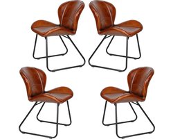 Leren eetkamerstoel – comfortabele gestoffeerde stoel in roodbruin leer