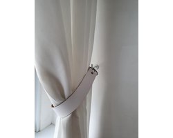 Leren Gordijn embrasse WIT 50 x 4 cm