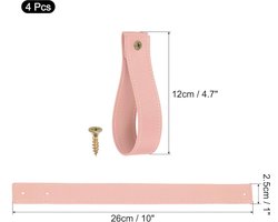 Leren gordijnroedehouders - lichtroze - set van 4