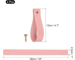 Leren gordijnroedehouders - set van 4 - roze