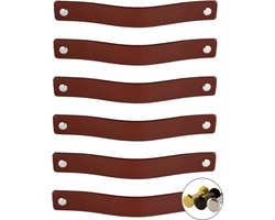 Leren handgrepen - Cognac - 12 stuks - 20,0 x 2,5 cm - incl. 3 kleuren schroeven - Handgrepen leer - Leren meubelgreep - Leren handvaten kast - Leren lus - Handgreep kast leer - Leren greepjes - Handvat leer - Leren deurgreep - Leren handgreep