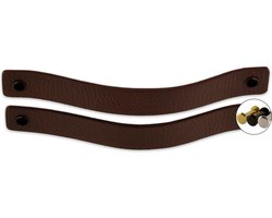 Leren handgrepen - Kastanje Bruin - 2 stuks - 20 x 2,5 cm - incl. 3 kleuren schroeven - Handgrepen leer - Leren meubelgreep - Leren handvaten kast - Leren lus - Handgreep kast leer - Leren greepjes - Handvat leer - Leren deurgreep - Leren handgreep