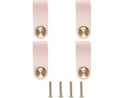 Leren Handgrepen - Kastknoppen Meubels - Meubels Vernieuwen - Handgemaakt Leer Koper - 6.4 x 2.5 cm - Roze