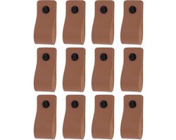 Leren handgrepen taupe 12 stuks 125 x 25 cm voor meubels - Kastgreep Deurgreep keuken badkamer dressoir hout