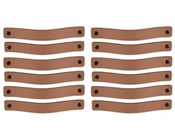 Leren Handgrepen voor Meubels - Taupe - 12 Stuks - Kastgreep en Deurgreep voor Keuken, Badkamer en Dressoir - 20 x 2,5 cm