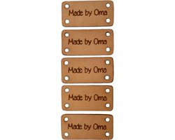 Leren label 3x1,5 cm Made by Oma (5 stuks)