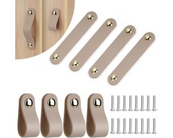 Leren meubelgrepen - Set van 8 stuks - Voor keukenkastjes, kledingkast en badkamermeubels - Vintage bruin