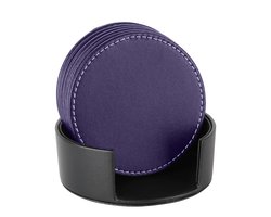 Leren Onderzetters Set - Ronde PU Onderzetters - Antislip & Isolerend - Voor Eettafel en Keuken - Koffiekleurig - 6 Stuks