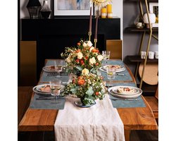 Leren placemats en onderzetters - wasbaar - set van 2 - bruin - natuurlijk leer - 44,5 x 30 cm