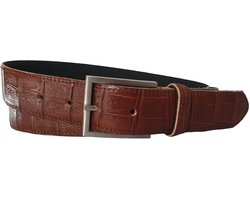 Leren Riem - Bruin - 3.5 cm Breed - Met Vierkante Gesp - Dames Riem - Heren Riem - Maat 95 (totale lengte 110) - 100% Leer - Broek Riem - Pantalon Riem
