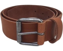 Leren riem met rolgesp - Broekriem heren - Broekriem dames - Nikkelvrije gesp - Cognac - Riemmaat 90 - Totale lengte 100 cm