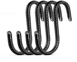 Leren S-haken - Zwart - 2 stuks - Kledinghaak voor Kapstok en Handdoeken