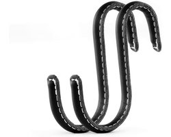 Leren S-haken - Zwart - 2 stuks - Kledinghaak voor Kapstok en Handdoeken