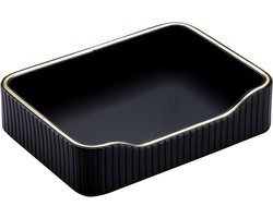 Leren schaaltje voor het bewaren van sieraden, parfum en sleutels; klein decoratief schaaltje; geschikt voor badkamer, nachtkastje, salontafel, sleutelbakje in de hal (zwart).