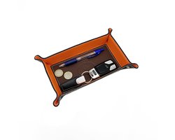 Leren tassenhouder - bureau-organizer - handgemaakt - 1 stuk - bruin