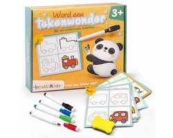 Leren Tekenen voor Kinderen 3+ – Montessori Tekenspel met Uitwisbare Kaarten en Stiften – Fijne Motoriek & Creativiteit – Intellikids