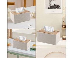Leren Tissuebox in Rechthoekige Vorm voor Slaapkamer, Eetkamer, Badkamer en Kantoor - Beige Decoratie