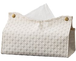 Leren Tissuedoos - Tissue Box Houder - Moderne Decoratie - Duurzaam PU Leer - 19x14x12cm - Wit