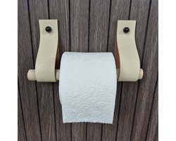 Leren toiletrol houder creme 4cm breed en 30cm lang