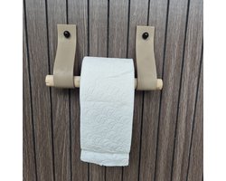 Leren toiletrol houder taupe 4cm breed en 30cm lang