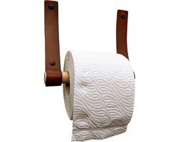 Leren Toiletrolhouder - Cognac - 2 stuks - 100% Volnerfleer Toiletrolhouders - WC rolhouder hangend