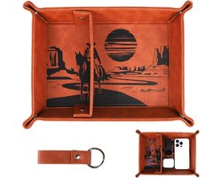 Leren Valet Tray voor Papa - Nachtkastje Sleutellade - Vaderdagcadeaus - Valet Tray-Cadeaus - Bureaublad Opbergorganizer voor Sleutels en Munten - Organisatie en Opberging