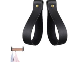 Leren wandhaak - Houder van imitatieleer, Rustieke landelijke hanger | Eenvoudig te installeren decoratieve haak, stevige houder voor handdoek en gordijnroede voor badkamer, keuken, douche