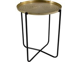 Lesli Living Bijzettafel/plantenstandaard - goud/zwart - rond - metaal - 50 cm