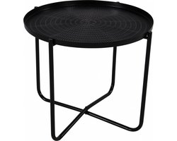 Lesli Living bijzettafel/plantenstandaard/tafel - rond - metaal - zwart - 35 cm