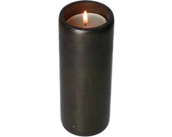 Lesli Living Kaarsenhouders/waxinelichtjes houders - bamboe - zwart - H20 cm - theelicht houder