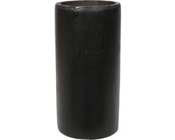 Lesli Living Kaarshouder bamboe grijs groen - 16 cm - stompkaars uitstraling - theelichthouder