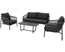 Lesli Living Loungeset Osaka zwart 4-delig