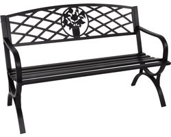 Lesli Living - Tuinbank - Buitenbank - Tuinbankje staal - Balkon bank - Buiten bank weerbestendig - Staal - Extra stevig - Slijtvast - Oxford - 127 x 59,5 x 80 cm - Belastbaarheid: 180 kg - Zwart