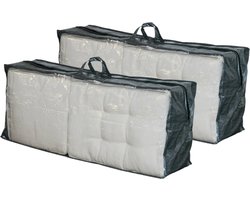 Lesli Living Tuinmeubelhoes - 2x - 4 stoelkussens - 130 x 50 cm - grijs/groen