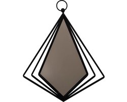 LesliLiving spiegel - Spiegel Diamond metaal zwart 37.5x44x4cm