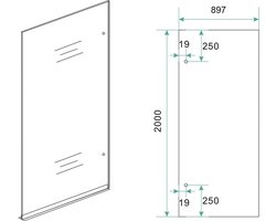 Less inloopdouche rechts 900 x 2000 x 8 mm nano spiegelrook- naar helder glas/geborsteld brons koper