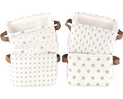 LessMo 4 Pack Opbergmanden, inklapbare mini-opbergdozen, dikke canvasstof, waterdichte opbergbakken van katoen en linnen, voor speelgoed, boeken enz. in woonkamer, badkamer, kasten