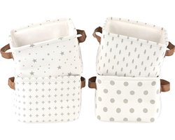LessMo 4 Pack Opbergmanden, inklapbare mini-opbergdozen, dikke canvasstof, waterdichte opbergbakken van katoen en linnen, voor speelgoed, boeken enz. in woonkamer, badkamer, kasten