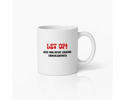 Let Op! Deze Mok Bevat Lekkere Chocolademelk" Grappige Keramische Mok – Ideaal Cadeau voor Chocoladeliefhebbers – Gezellige Drinkbeker