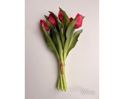 Let's Bloøm| kunst tulpen | Vermeer-boeket van 7 beauty kunsttulpen | Real Touch Vermeer| tulip bundle | Voorjaar | Lente | Zijden bloemen |