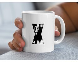 Letter X Natuurlijke Mok, Gepersonaliseerde Initiaal Beker, Bos Scène Koffiemok, Geschenk Idee, Speciaal Alfabet Design,Unieke Koffiemok