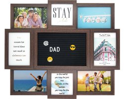 Letterbord - Henzo - Collagelijst voor 8 foto's plus tekst - Bruin