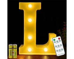 Letterlamp, afstandsbediening, alfabetlamp, led, letterverlichting, letterlamp, verlichte letters, nachtverlichting, decoratie voor verjaardagsfeestje, bruiloft, (L)