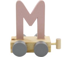 Lettertrein M roze | * totale trein pas vanaf 3, diverse, wagonnetjes bestellen aub